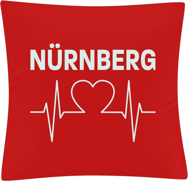 Kissenbezug multifanshop Nürnberg Herzschlag Druck Weiß - Bild 1