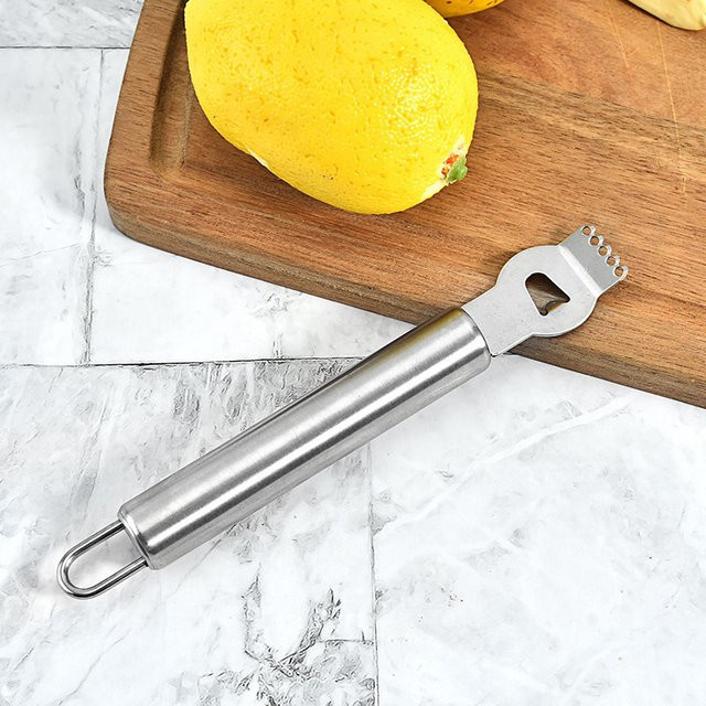 Edelstahl Zitronen Zester und Reibe in Silber für Zitrusfrüchte wie Zitronen, Limetten und Orangen - Bild 1