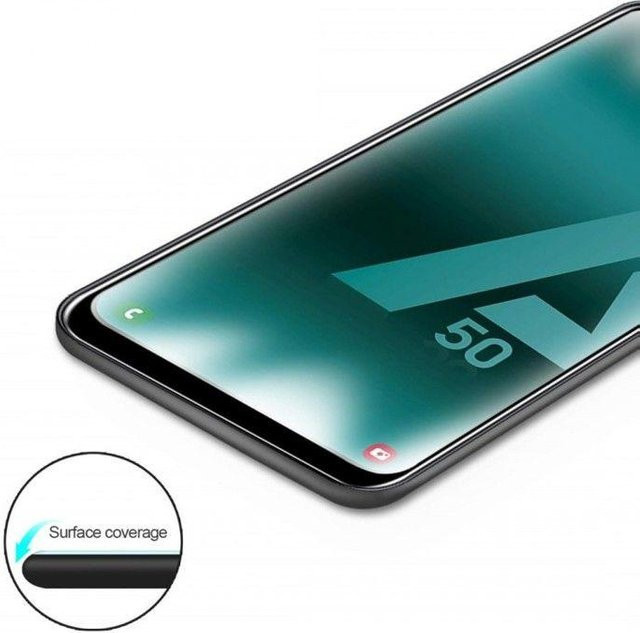 Samsung A50 Schutzfolie aus gehärtetem Glas, gebogen, stoß- und kratzfest, Schwarz - Bild 1