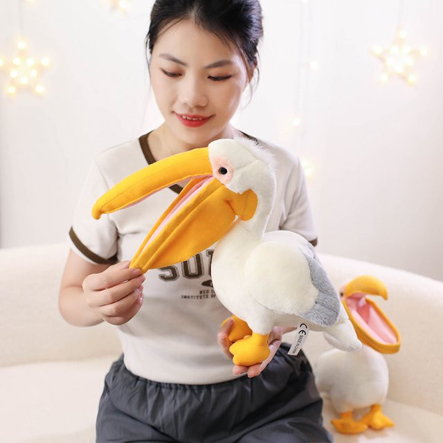 Pelikan Plüsch Spielzeug, Weiße Pelikan Puppe, Plüsch / Textil - Bild 1