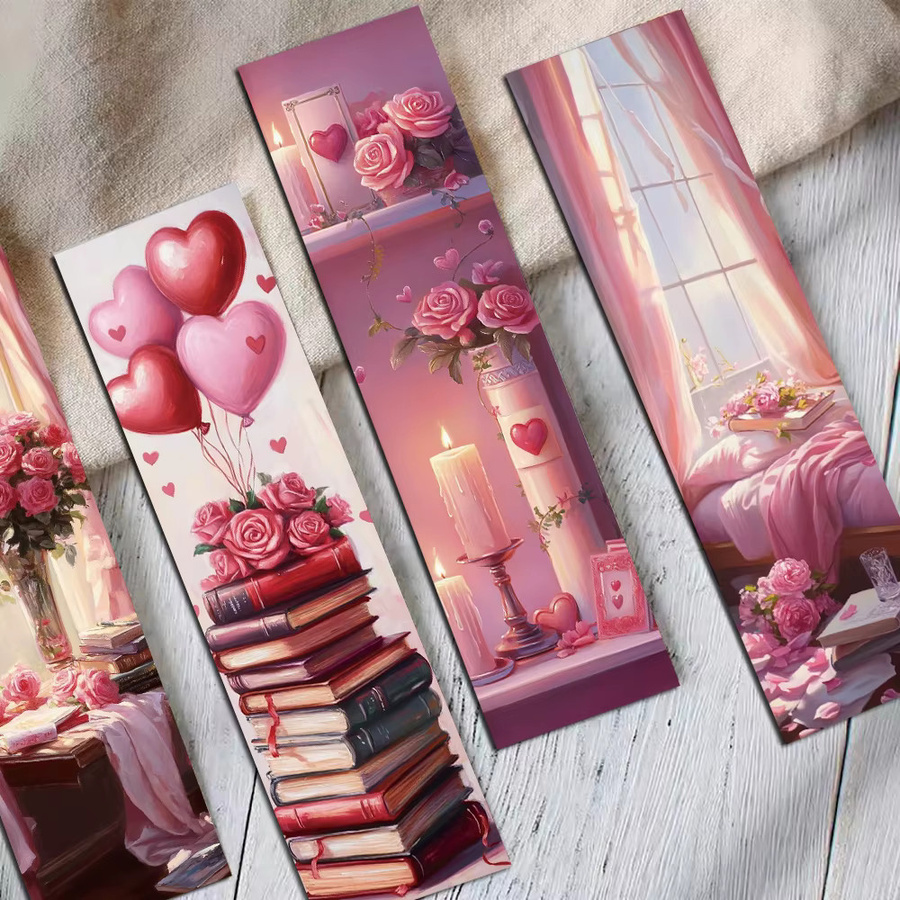 30 Stück Valentinstag Lesezeichen mit Cartoon-Motiven, wasserfeste Kunstkarten für Studenten und zur Dekoration von Telefon, Laptop oder Gepäck, Mehrfarbig - Bild 1
