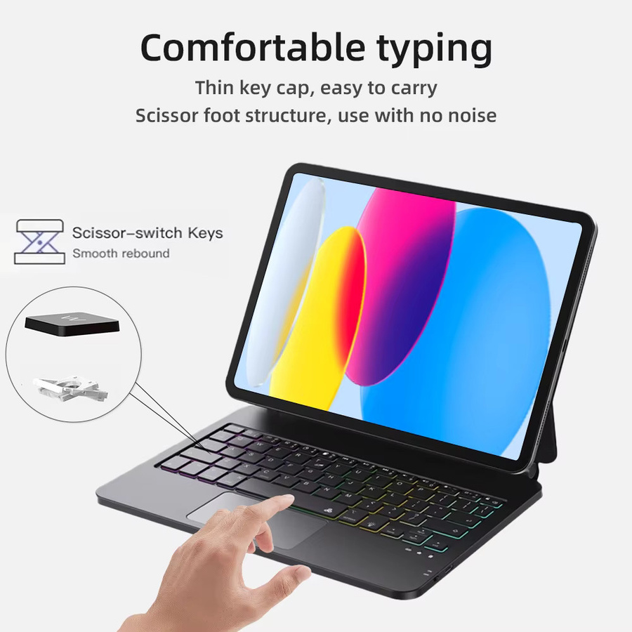 READ YYEAH Magic Keyboard Hülle für iPad 11. und 10. Generation, Smart Magnetische Buchhülle mit Tastatur, Farbe: Schwarz - Bild 2