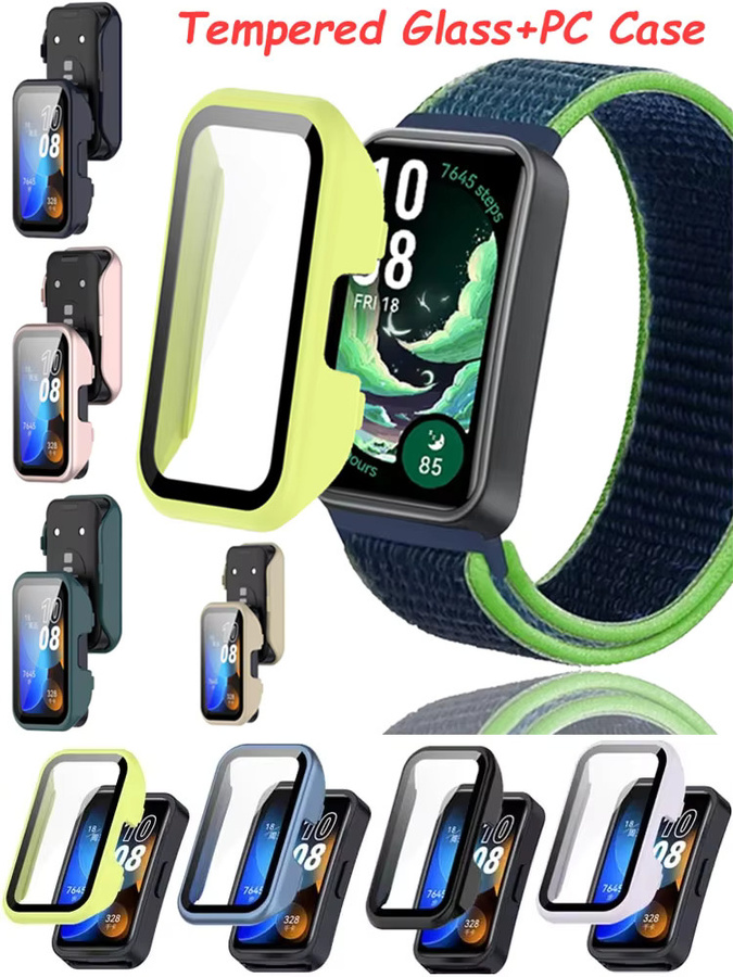 Huawei Schutzhülle mit gehärtetem Glas, Schwarz, Huawei Band 10 9 8 - Bild 6