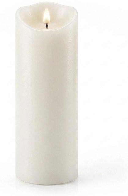 Relaxdays LED Stumpenkerze aus Echtwachs in Weiß mit flackerndem Flammeneffekt, Höhe: 30 cm, Durchmesser: 10 cm - Bild 1