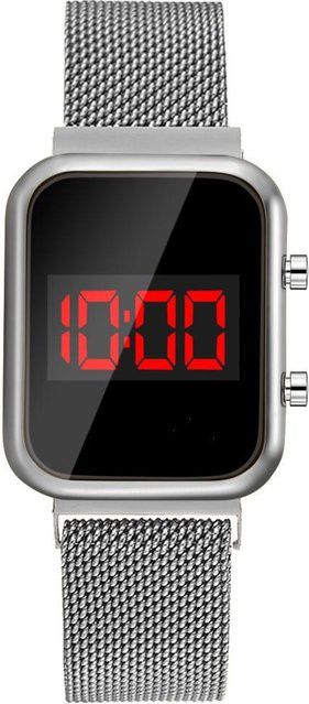 Digitaluhr Damen, Roségold, Edelstahl, Schwarz, Rechteckig - Bild 1