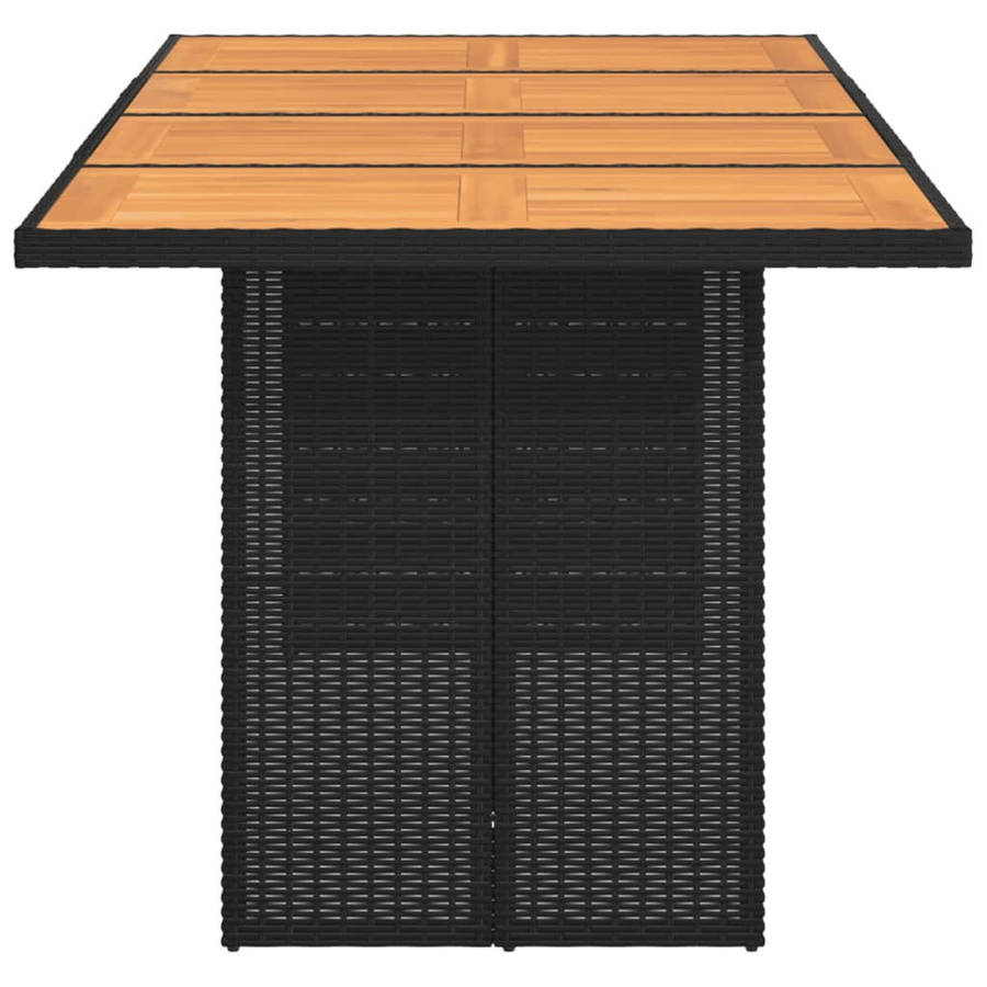 vidaXL Gartentisch aus Poly Rattan und Akazienholz in Schwarz, B/T/H: 190 x 80 x 74 cm - Bild 3