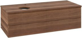 V&B Waschtischunterschrank Antao mit Frontstruktur und Beleuchtung in Walnuss und Weiß, B/T/H: 120 x 50 x 50 cm - Bild 1