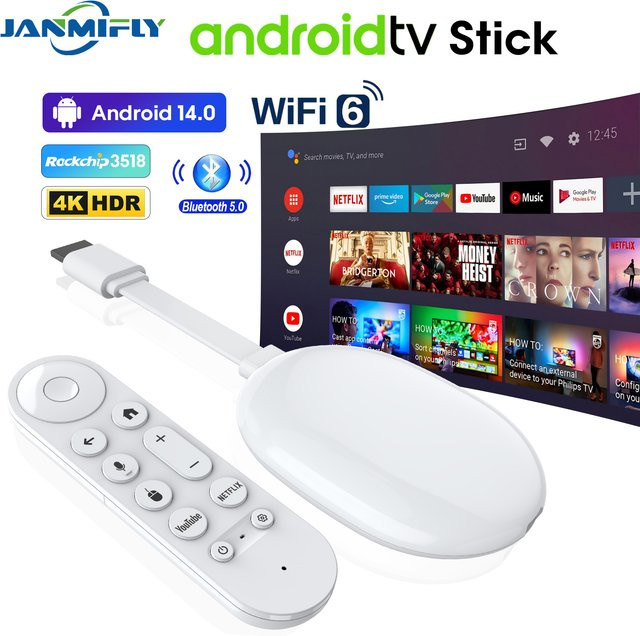 Janmifly Mini TV Stick Q2 Ultra Mediaplayer in Weiß mit 4K Ultra HD, Android 14, WIFI6, BT5.0, 2GB RAM und 8GB/16GB ROM - Bild 1