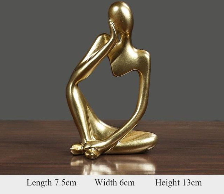 Weihexin Abstrakte Skulptur aus Kunstharz in Gold als moderne Dekoration für dein Zuhause oder dein Büro - Bild 1
