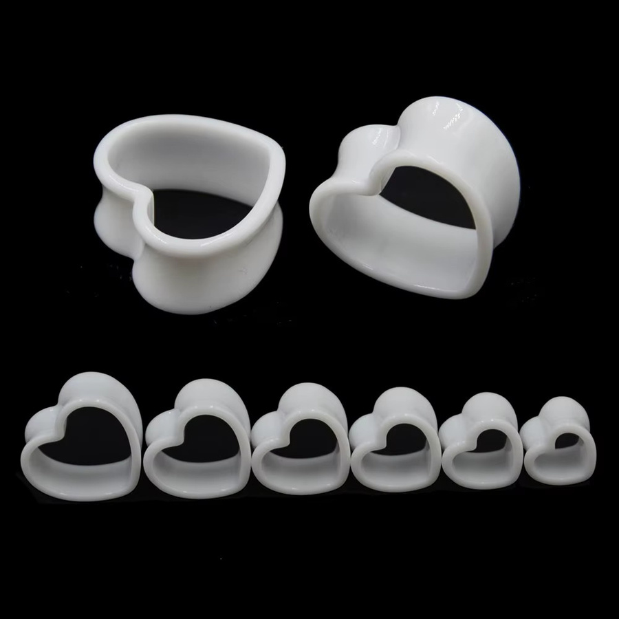 Ohr Plug Tunnel Piercing Acryl, Herz, Weiß & Schwarz - Bild 4