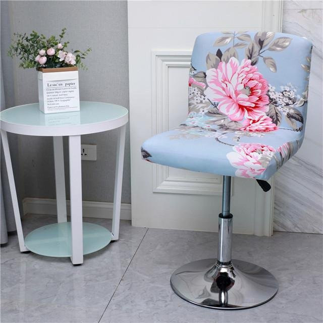 Bedruckter Barhockerbezug mit niedriger Rückenlehne in Blau aus Polyester-Spandex für dein Café oder Esszimmer - Bild 1