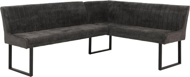 MCW Eckbank MCW-O82 Esszimmerbank aus Chenille Stoff und Metall in Dunkelgrau B/T: 210 x 159 cm - Bild 1