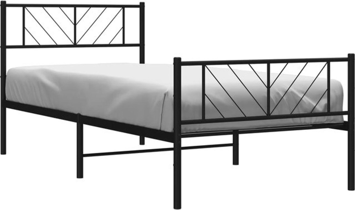 Vidaxl Metallbett im Industrial Design mit Kopf- und Fußteil, Schwarz, B: 80 cm, L: 200 cm - Bild 1