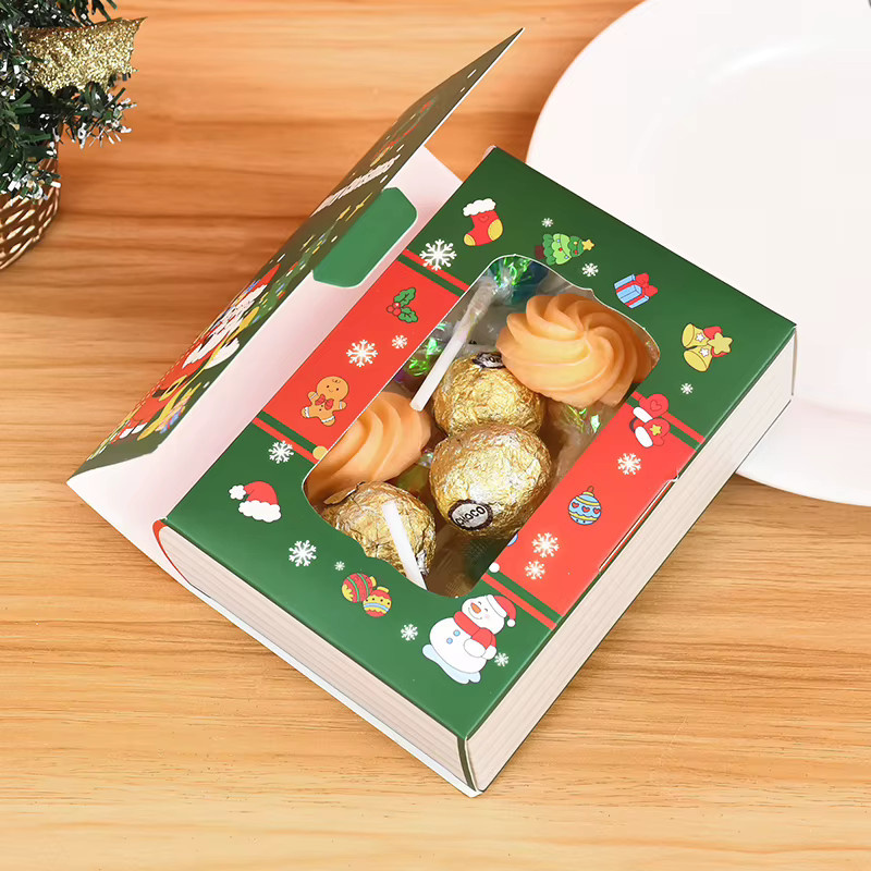 5er Set ZQNYCY Weihnachts Geschenkboxen in Buchform mit Santa Claus Motiv, bunte Papier-Konfektboxen für Schokolade und Süßigkeiten zur Weihnachtsdekoration - Bild 4