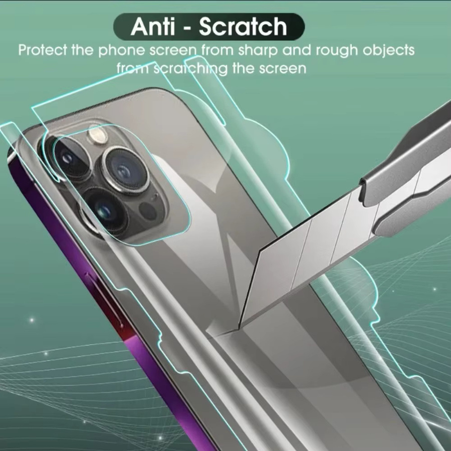 Hydrogel-Schutzfolie für Apple iPhone 14 mit Rahmenabdeckung und Randaufklebern, transparent - Bild 4