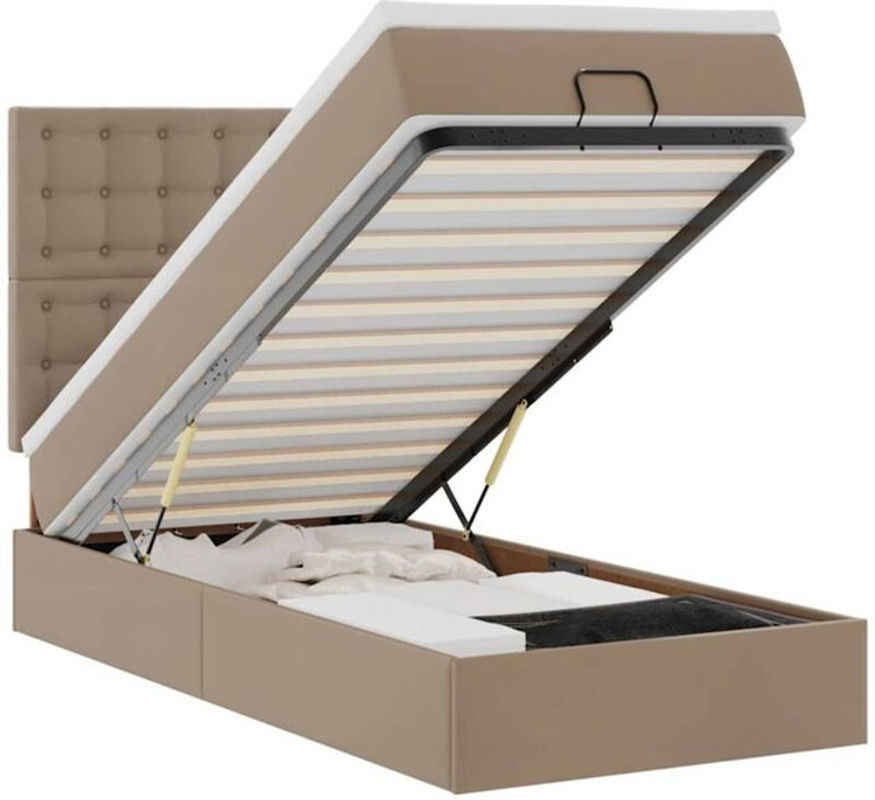 vidaxl Ottoman Polsterbett mit Matratze aus Kunstleder in Cappuccino-braun, B/T/H: 190 x 90 x 128 cm - Bild 1