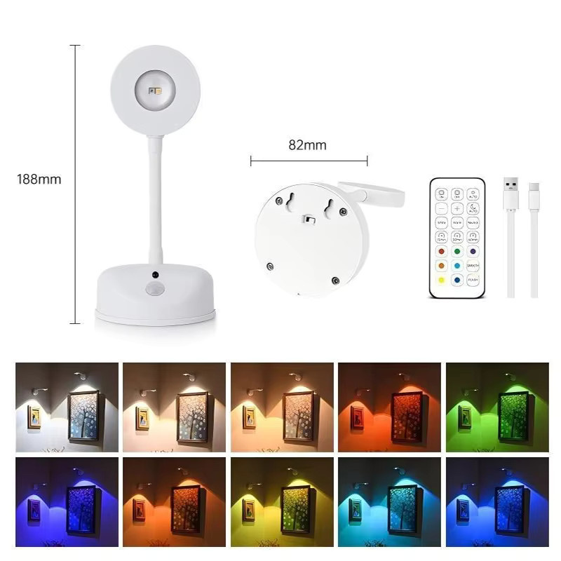 LINYILIGHT Wiederaufladbare LED-Wandleuchte mit Bewegungssensor und Fernbedienung, RGB-Bilderleuchte in Multicolour für dein Home-Office - Bild 2