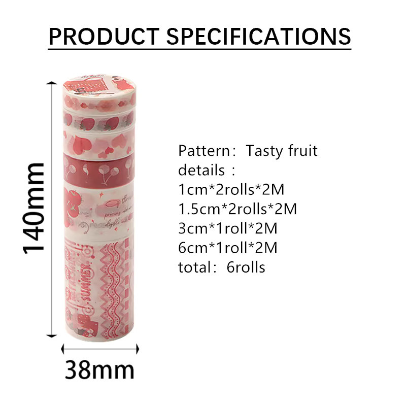 6 Rollen Washi Tape Set Mädchen Design in Multicolour für Scrapbooking und DIY Handwerk - Bild 2