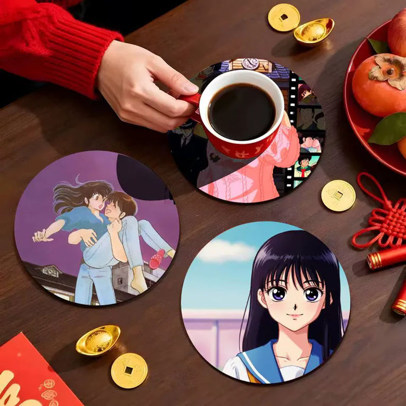 Anime Maison Ikkoku Holzuntersetzer mit Farbdruck, rund, mehrfarbig - Bild 3