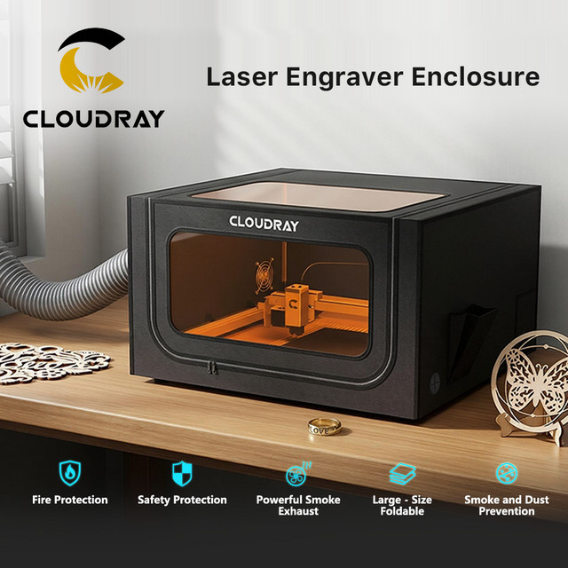 Cloudray Universelle Schutzabdeckung für Laser-Graviermaschinen mit Rauchfilter, Schwarz, B/T/H: 72 x 40 x 72 cm - Bild 1