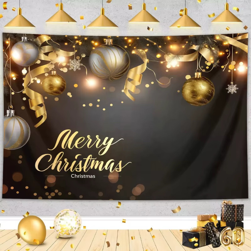 VIKAMA Wandteppich mit Weihnachtsmotiv, Rentier und Schneeflocken, Mehrfarbig, B/H: 100 x 75 cm - Bild 1