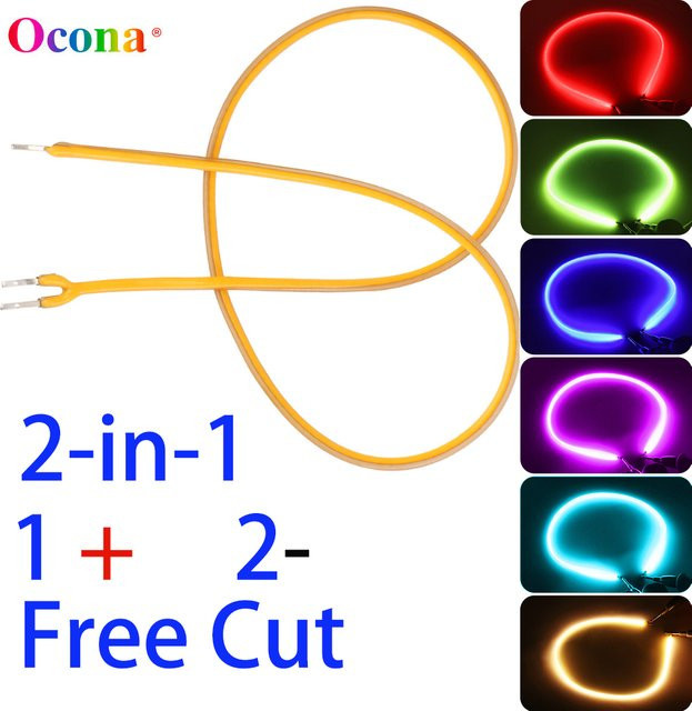 OCONA Flexible LED-Filamente für DIY-Lampen, 2-in-1 DC 3V, frei zuschneidbar, Farben: Rosa, Weiß, Rot, Blau, Farbtemperatur: 2700K, Länge: 30 cm - Bild 1