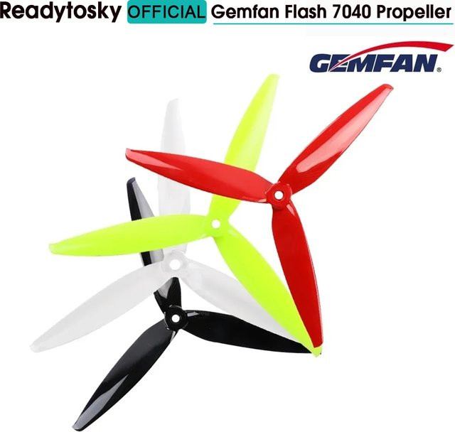 Gemfan Flash 7040 3-Blatt Propeller Set für RC FPV Freestyle und Long Range Drohnen, 10 Paar, Schwarz - Bild 1