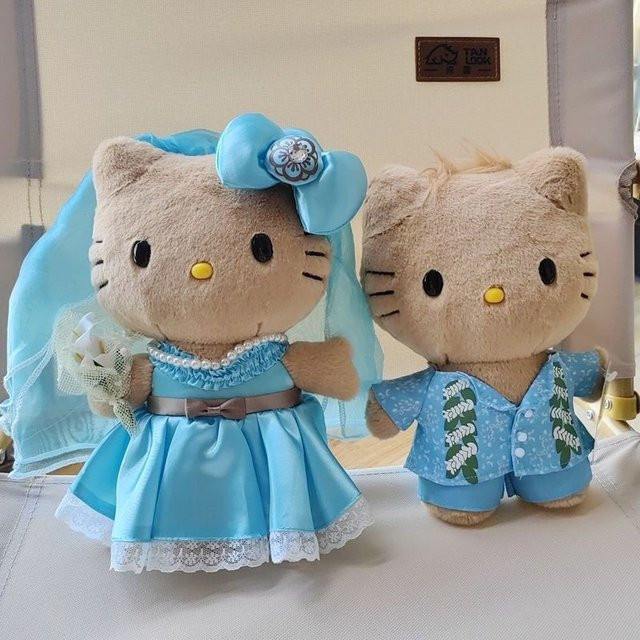 Aoger Hello Kitty Hochzeitspaar, Plüschtiere, Blau, 2-teiliges Set - Bild 1