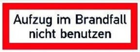 SafetyMarking Brandschutzschild Folie Aufzug im Brandfall langnachleuchtend, B: 14,8 cm, H: 5,2 cm, Farbe: Weiß - Bild 1