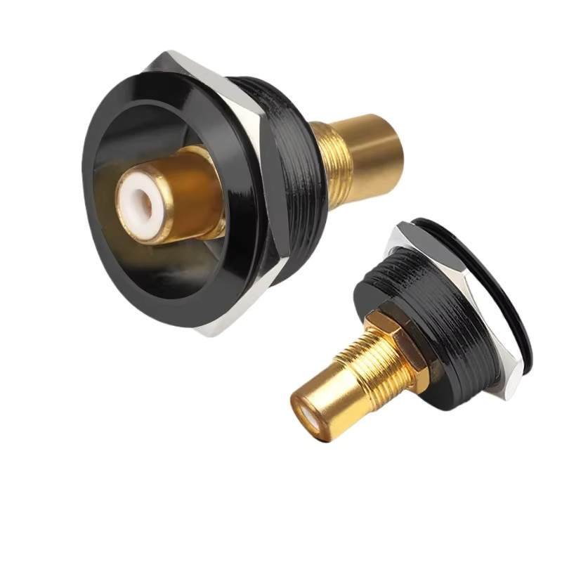 Rundes RCA-Verbindungsmodul Typ D mit Lotus-Basis aus geschweißtem Metall in Gelb für Audio- und Video-Gehäuse - Bild 4