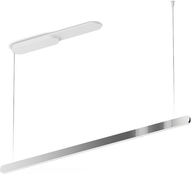 Occhio Mito linear volo 140 up LED-Pendelleuchte in Weiß matt mit Dark Chrome Kopf zur Tischbeleuchtung - Bild 1