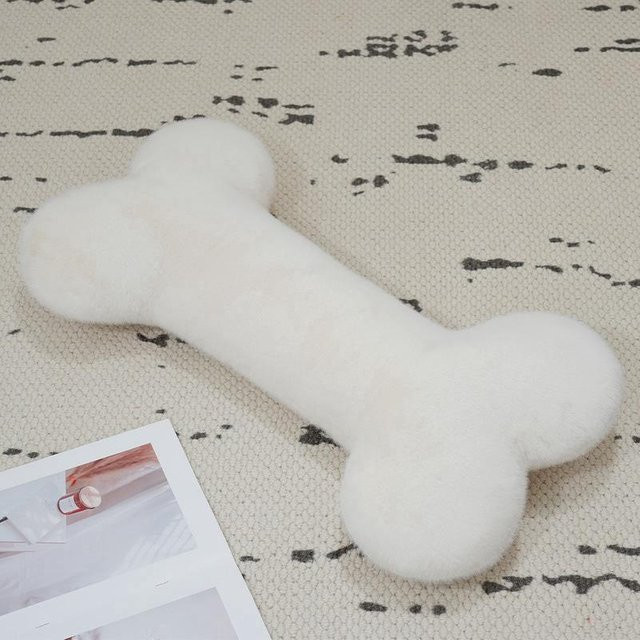 Kawaii Knochenform Plüschkissen in Weiß, weiches Schlafkissen und Kopfstütze aus Polyester und Baumwolle, Länge: 35 cm - Bild 1