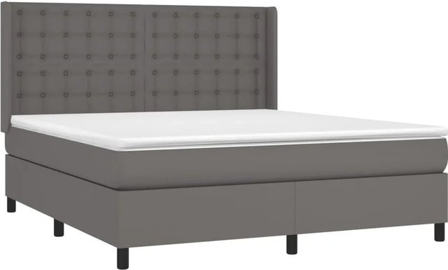 vidaXL Boxspringbett Hybrid mit Matratze und LED-Beleuchtung in Grau, B/T/H: 180 x 200 x 118 cm - Bild 1