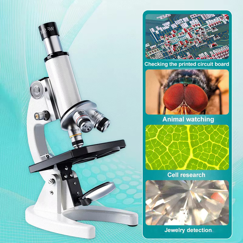 AOERWEI Monokulares optisches biologisches Mikroskop, Natur, Kunststoff, Weiß - Bild 2