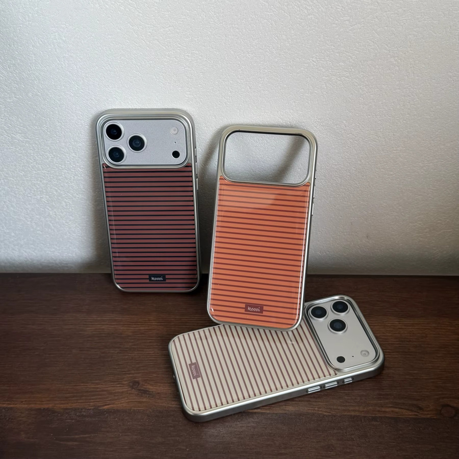 Stoßfeste Schutzhülle für Apple iPhone 17, 16, 15, 14 Pro Max mit bunten Streifen und silbernem Rand in Multicolour - Bild 5