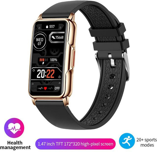 LIGE Smartwatch mit Bluetooth, Musikfunktion und Fitness-Tracking für Männer und Frauen, Gold/Schwarz mit Silikonarmband, wasserdicht mit Herzfrequenz-, Blutdruck- und Sauerstoffmessung - Bild 1