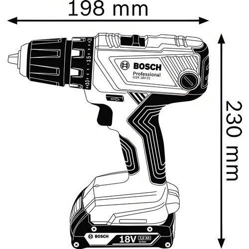 Bosch Professional GSR 18V-21 Akku-Bohrschrauber 18V mit 2 Akkus und Ladegerät in Blau/Schwarz/Rot - Bild 4