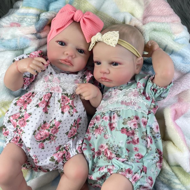 MRB LouLou Awake Twins Mädchen Reborn Baby Puppen, 50cm, Kunststoff - Bild 1
