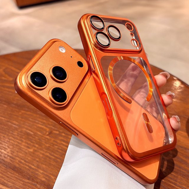 Apple Original MagSafe Schutzhülle für iPhone 17 Pro Max Air in Orange und Transparent mit weichem TPU-Kameraschutz - Bild 1