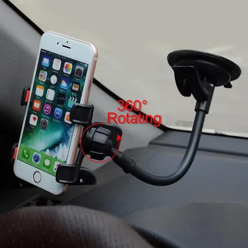 360 Grad drehbarer Auto Handyhalter für die Windschutzscheibe mit Saugnapf in Schwarz für iPhone Samsung und Xiaomi - Bild 4