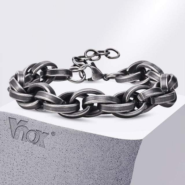 Vnox Gliederkettenarmband, Edelstahl, Schwarz, Vintage, Herren - Bild 1