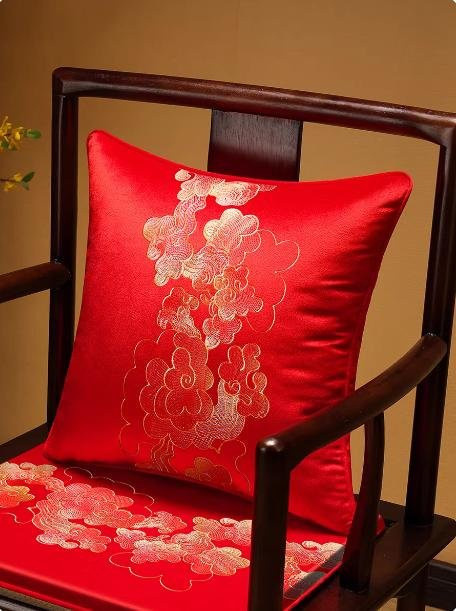 Veemi Samt-Kissenbezug mit Pfingstrosen-Blumenstickerei in Rot, Waschbarer Kissenbezug für Sofa und Lendenstütze, B/H: 45 x 45 cm und 40 x 60 cm - Bild 1