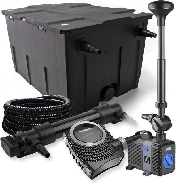 Sunsun 1-Kammer Filter Set Neo10000 mit 80W Pumpe, 36W UVC Klärer und 25m Schlauch für bis zu 60000L Teich, Schwarz - Bild 1