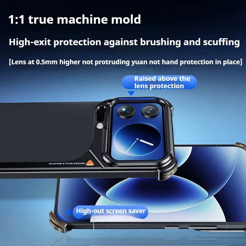 Eary Handyhülle im 9-Form-Design für Xiaomi 17 Pro Max, rahmenlose Metallschale, stoßfest, Schwarz - Bild 2