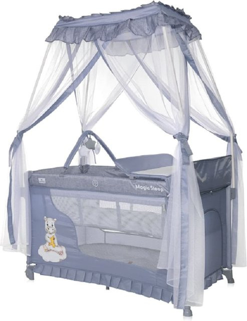 Lorelli Reisebett Magic Sleep in Grau mit 2 Ebenen, Baldachin, Mobile und Wickelauflage, faltbar - Bild 1