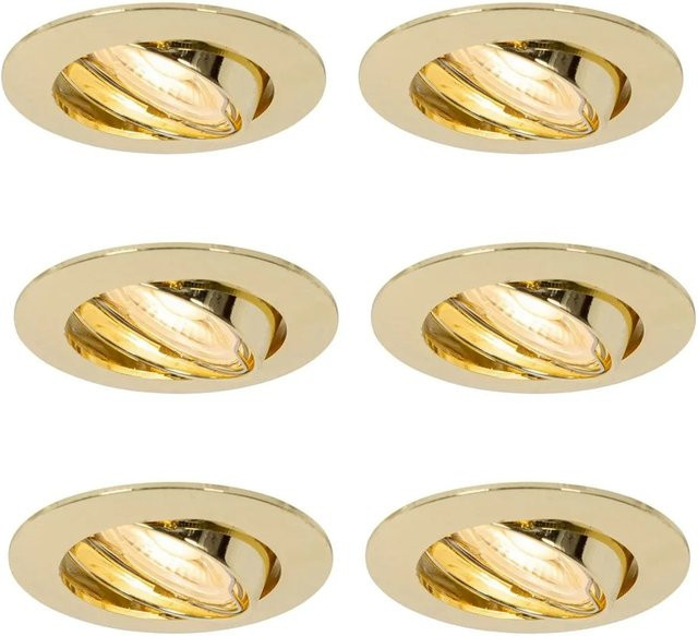 QAZQA Set mit 6 verstellbaren Einbaustrahlern in Messing mit GU10 Fassung - Bild 1