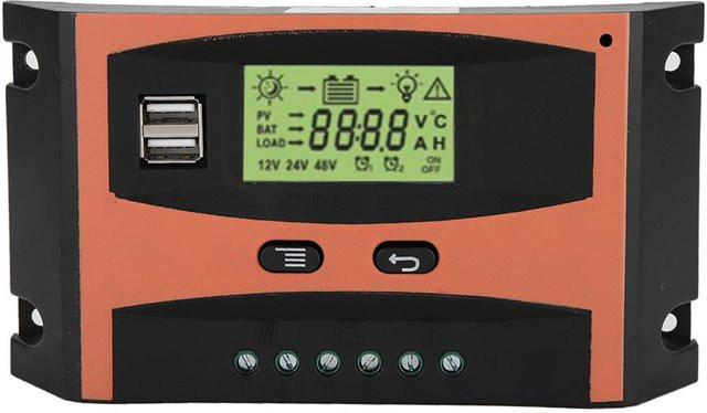 DIYelecs MPPT Solarpanel-Regler mit LCD-Bildschirm 50A für 12V und 24V in Schwarz und Orange - Bild 1