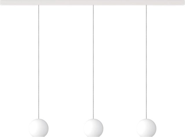 KOMOT KOS Trio L LED-Pendelleuchte Schiene mit Tunable White, Weiß matt und Edelstahl, Opalglas, Länge: 200 cm - Bild 1