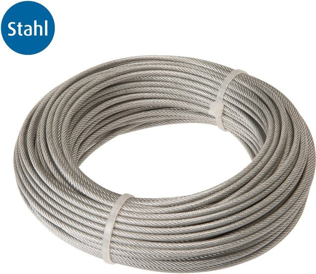 Conacord Stahldrahtseil verzinkt und PVC-ummantelt in Silber, Durchmesser: 3 mm, Länge: 30 m - Bild 1