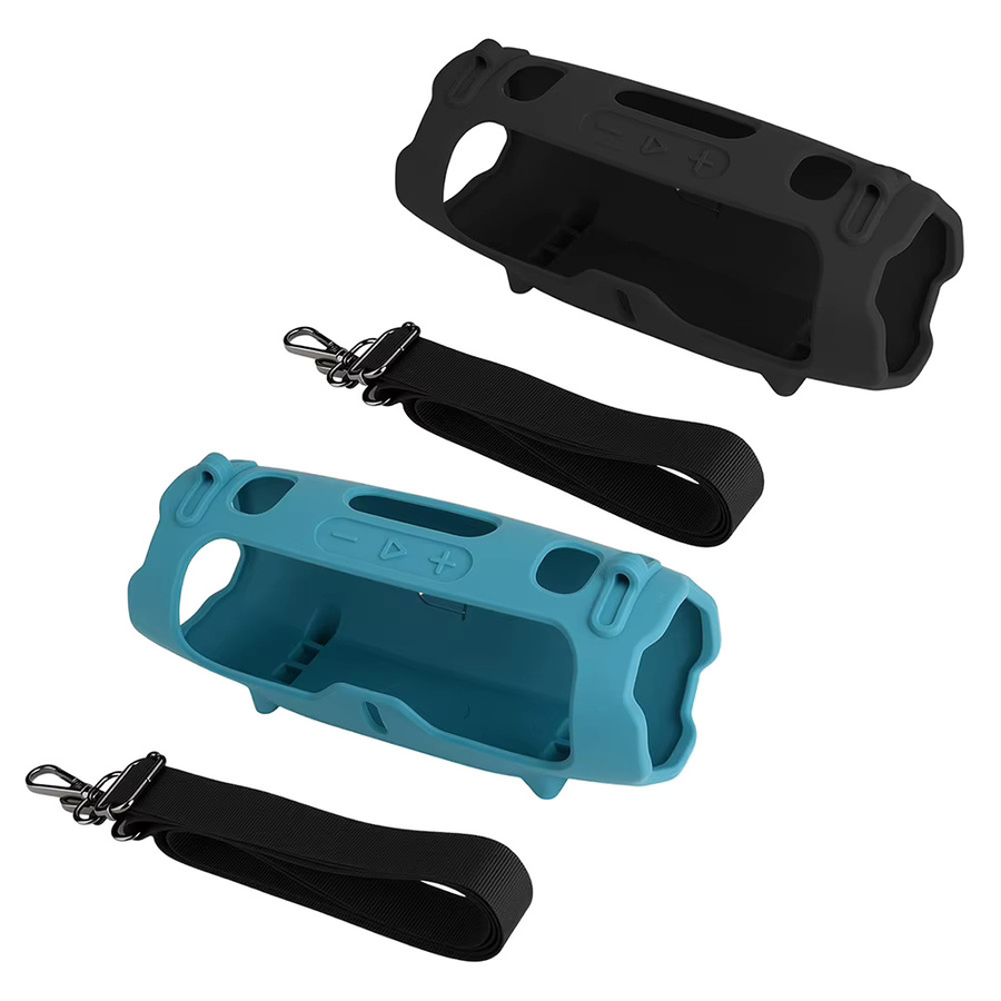 Silikon-Schutzhülle mit Schultergurt für JBL Charge 6 Bluetooth-Lautsprecher in Blau - Bild 2